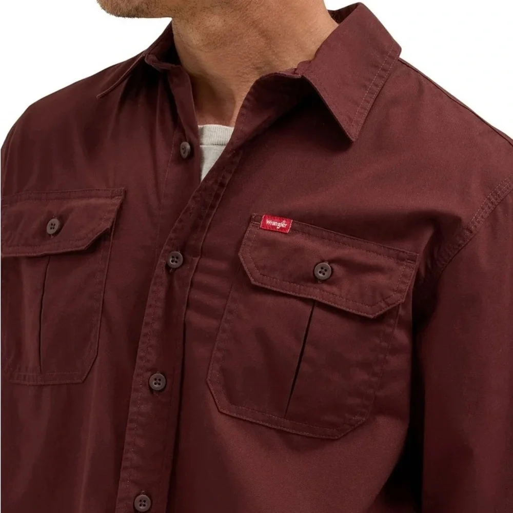Men's Wrangler Relaxed Fit Stretch Shirt Button Up - Picture 2 of 3